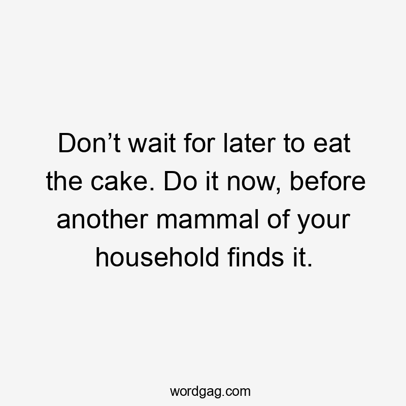 Don’t wait for later to eat the cake. Do it now, before another mammal of your household finds it.