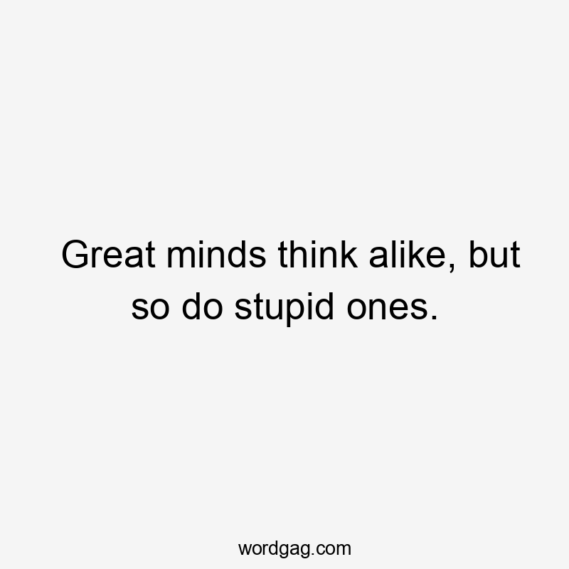 Great minds think alike, but so do stupid ones.