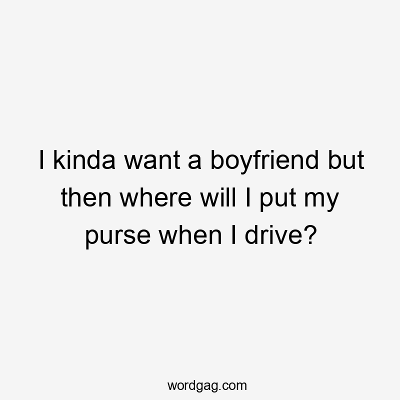 I kinda want a boyfriend but then where will I put my purse when I drive?