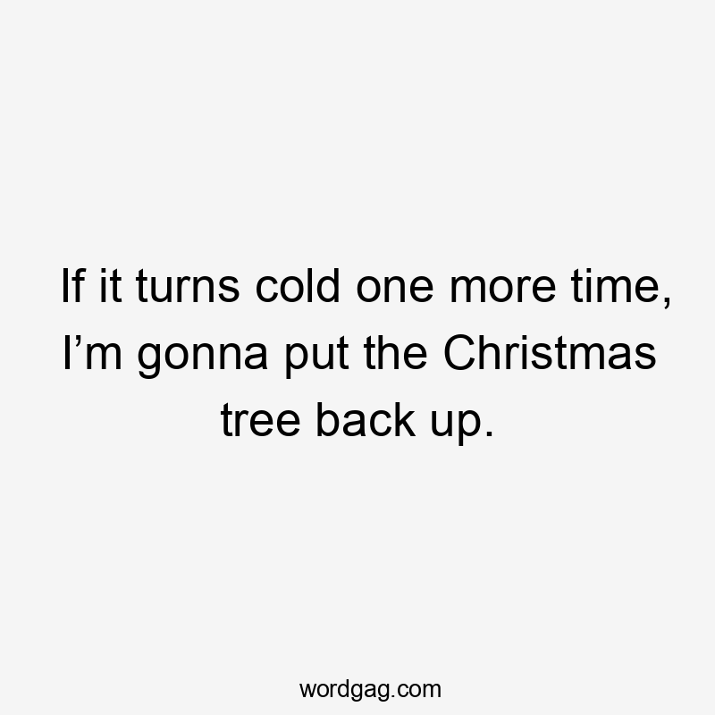 If it turns cold one more time, I’m gonna put the Christmas tree back up.