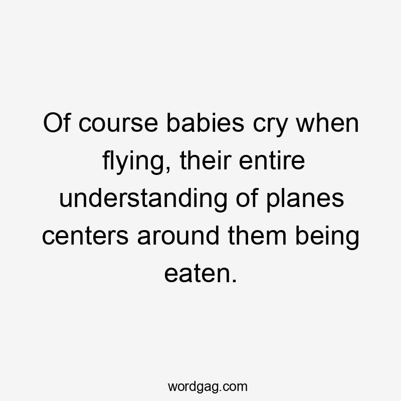 Of course babies cry when flying, their entire understanding of planes centers around them being eaten.