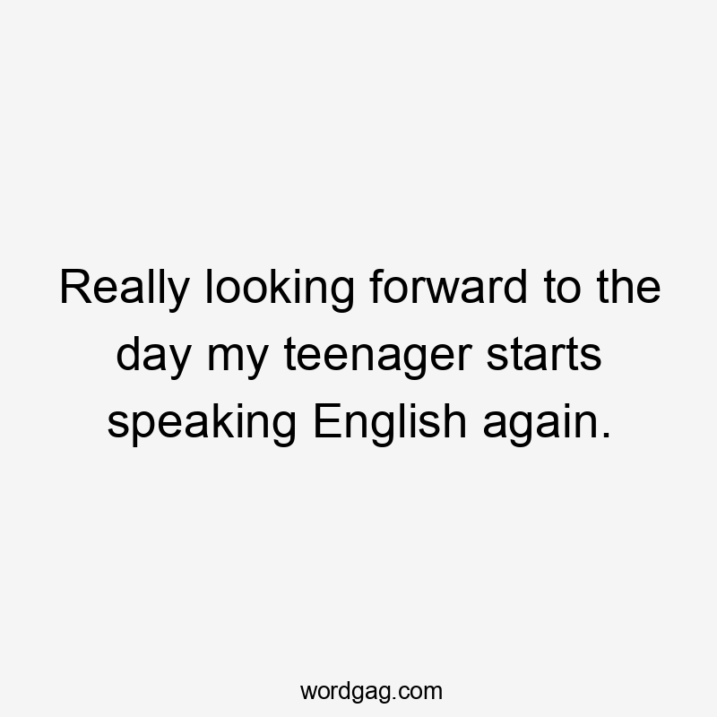 Really looking forward to the day my teenager starts speaking English again.