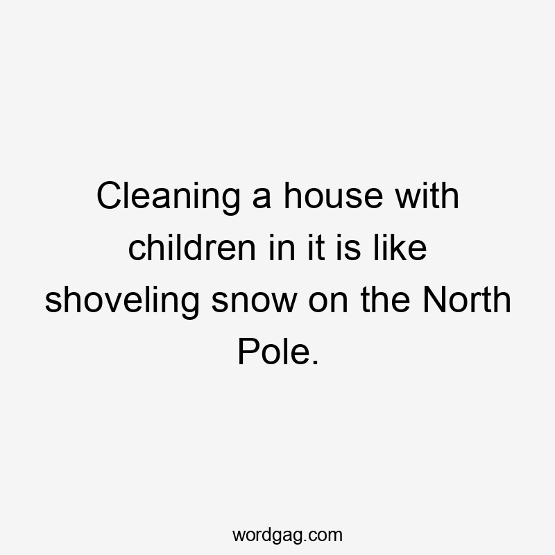 Cleaning a house with children in it is like shoveling snow on the North Pole.