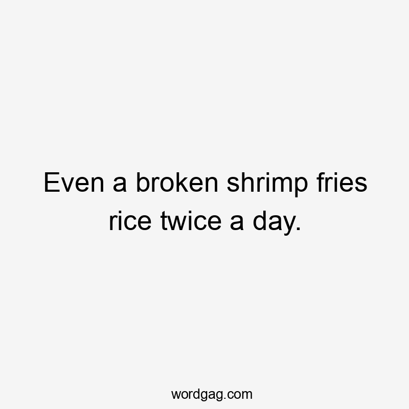 Even a broken shrimp fries rice twice a day.