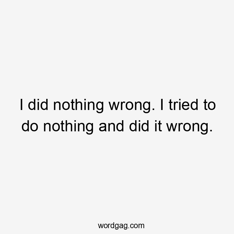 I did nothing wrong. I tried to do nothing and did it wrong.