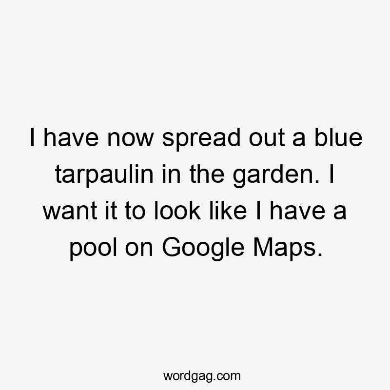 I have now spread out a blue tarpaulin in the garden. I want it to look like I have a pool on Google Maps.