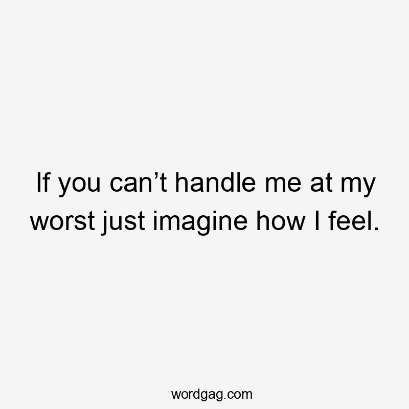 If you can’t handle me at my worst just imagine how I feel.