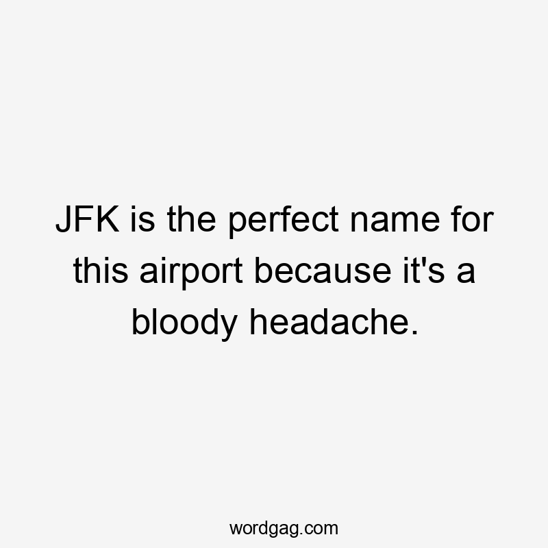 JFK is the perfect name for this airport because it's a bloody headache.