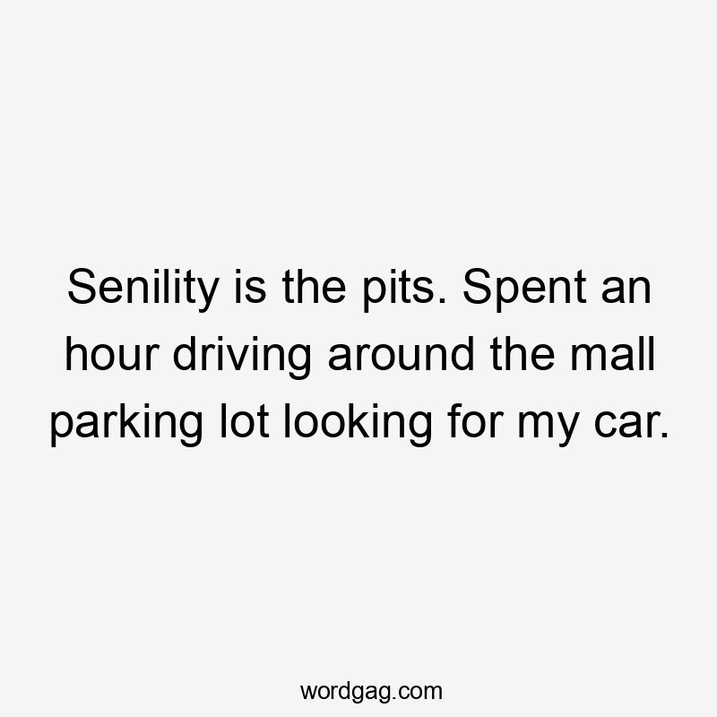 Senility is the pits. Spent an hour driving around the mall parking lot looking for my car.