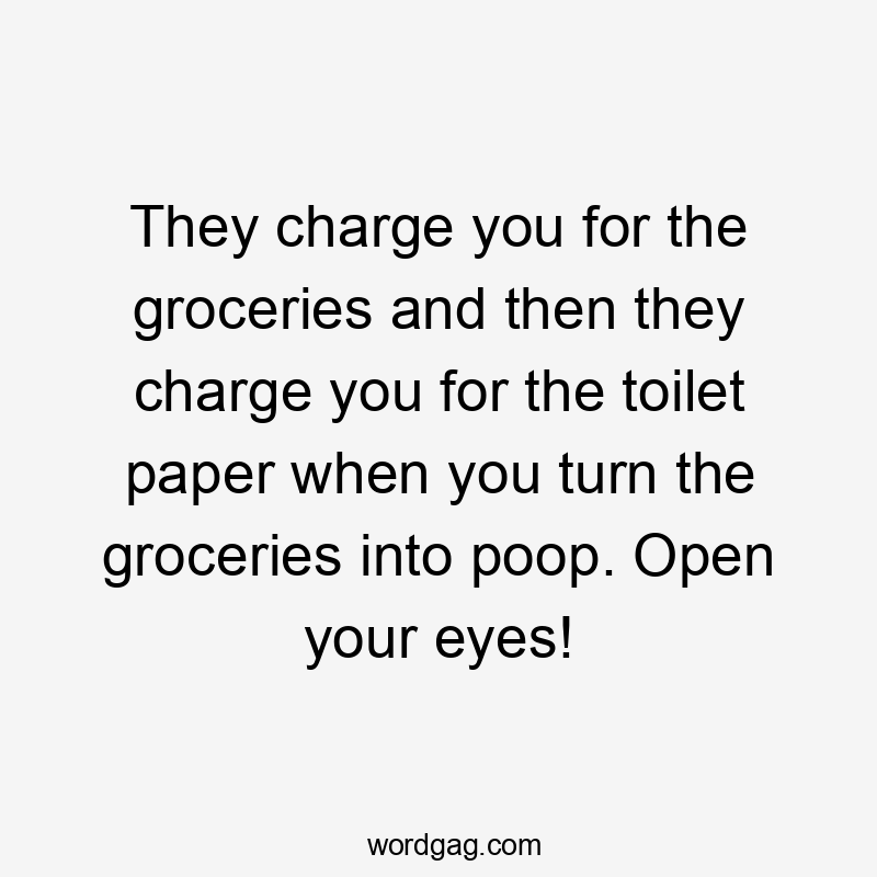 They charge you for the groceries and then they charge you for the toilet paper when you turn the groceries into poop. Open your eyes!