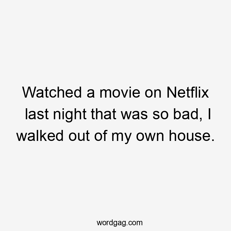 Watched a movie on Netflix last night that was so bad, I walked out of my own house.