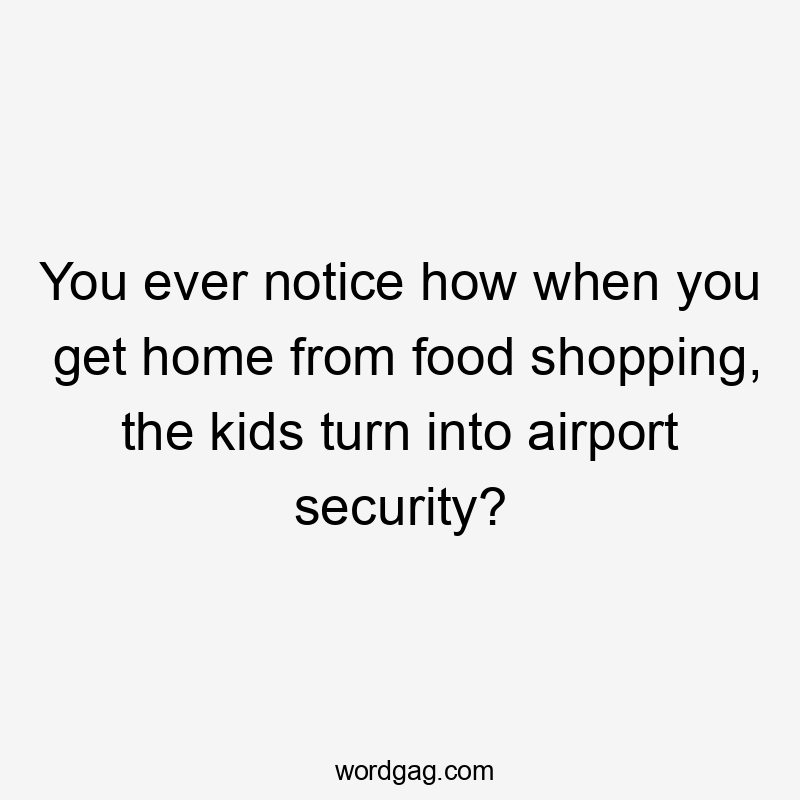 You ever notice how when you get home from food shopping, the kids turn into airport security?