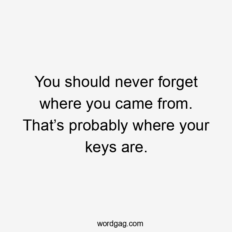 You should never forget where you came from. That’s probably where your keys are.