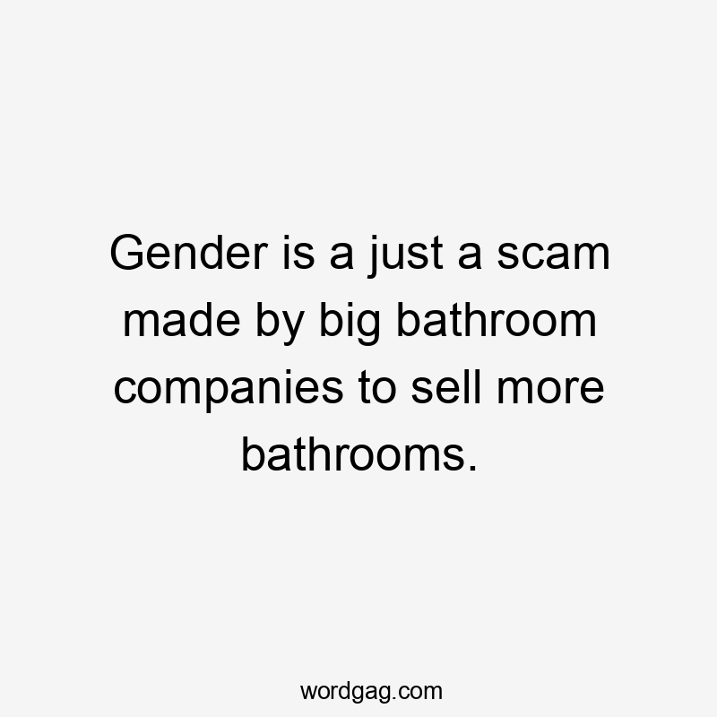 Gender is a just a scam made by big bathroom companies to sell more bathrooms.