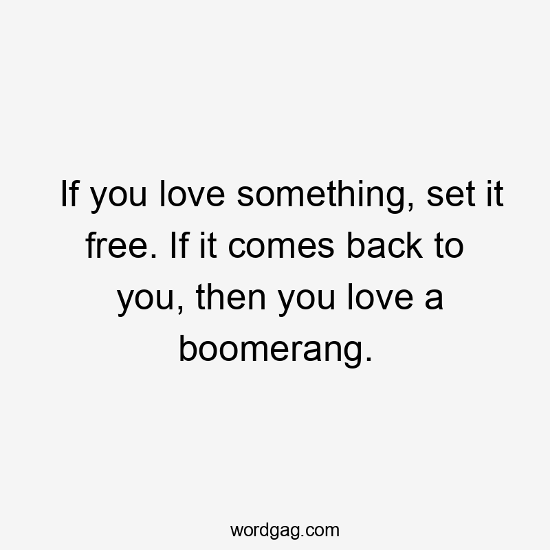 If you love something, set it free. If it comes back to you, then you love a boomerang.