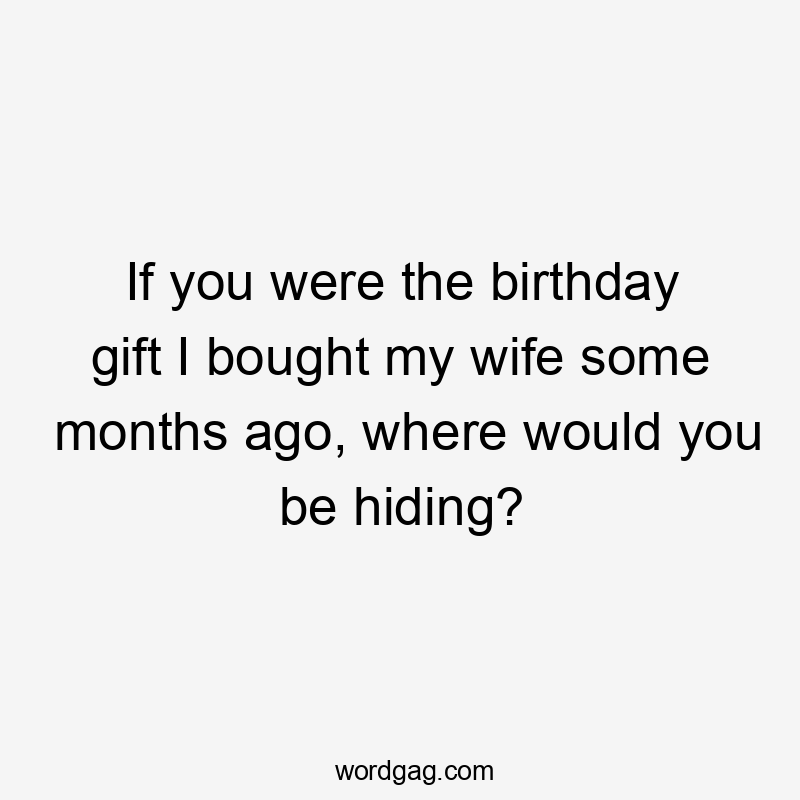 If you were the birthday gift I bought my wife some months ago, where would you be hiding?