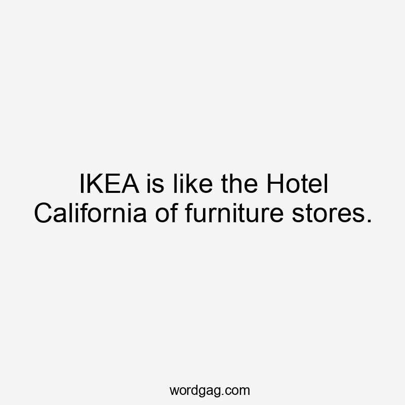 IKEA is like the Hotel California of furniture stores.