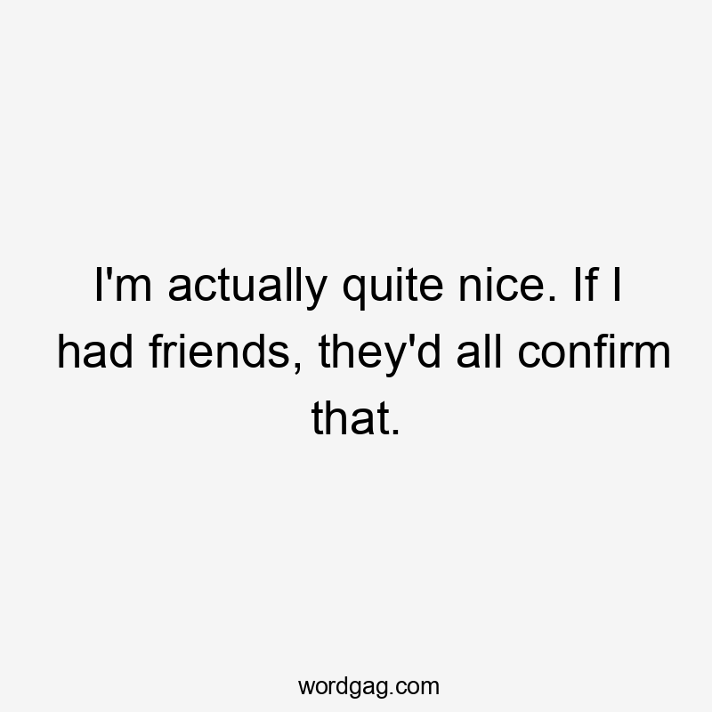 I'm actually quite nice. If I had friends, they'd all confirm that.