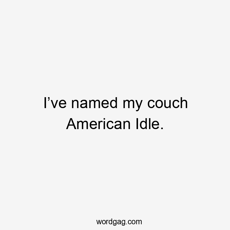 I’ve named my couch American Idle.