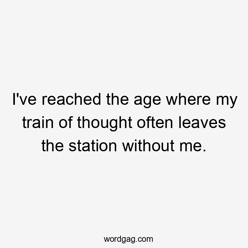 I've reached the age where my train of thought often leaves the station without me.