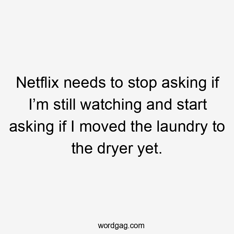 Netflix needs to stop asking if I’m still watching and start asking if I moved the laundry to the dryer yet.