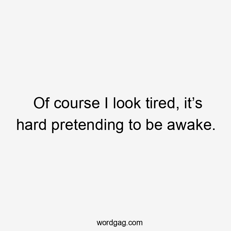 Of course I look tired, it’s hard pretending to be awake.