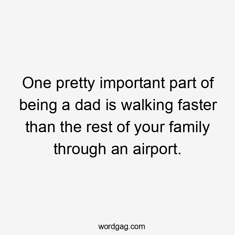 One pretty important part of being a dad is walking faster than the rest of your family through an airport.