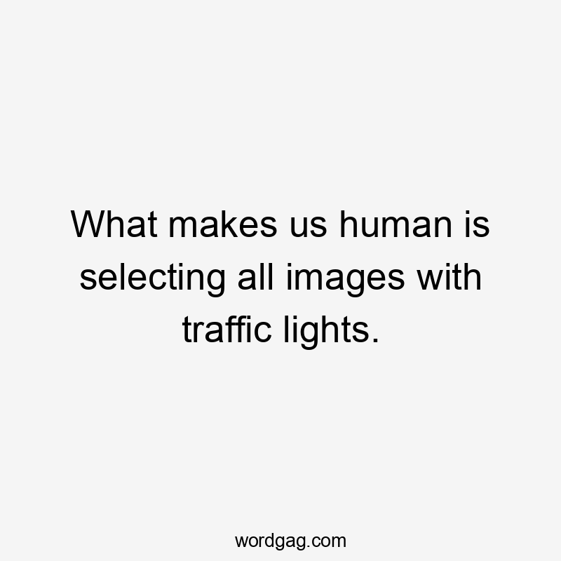 What makes us human is selecting all images with traffic lights.