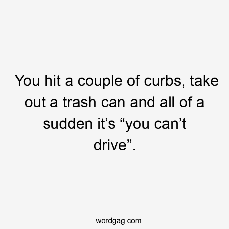 You hit a couple of curbs, take out a trash can and all of a sudden it’s “you can’t drive”.