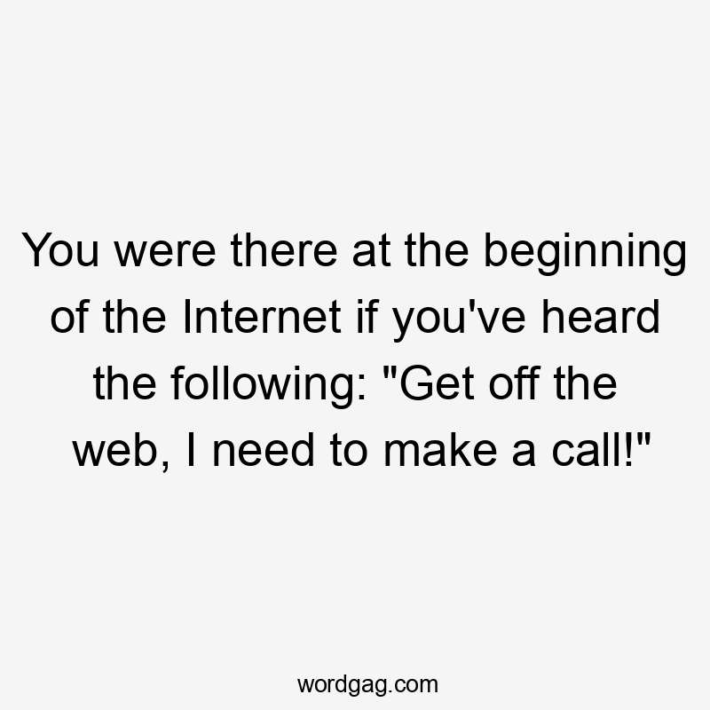 You were there at the beginning of the Internet if you've heard the following: "Get off the web, I need to make a call!"