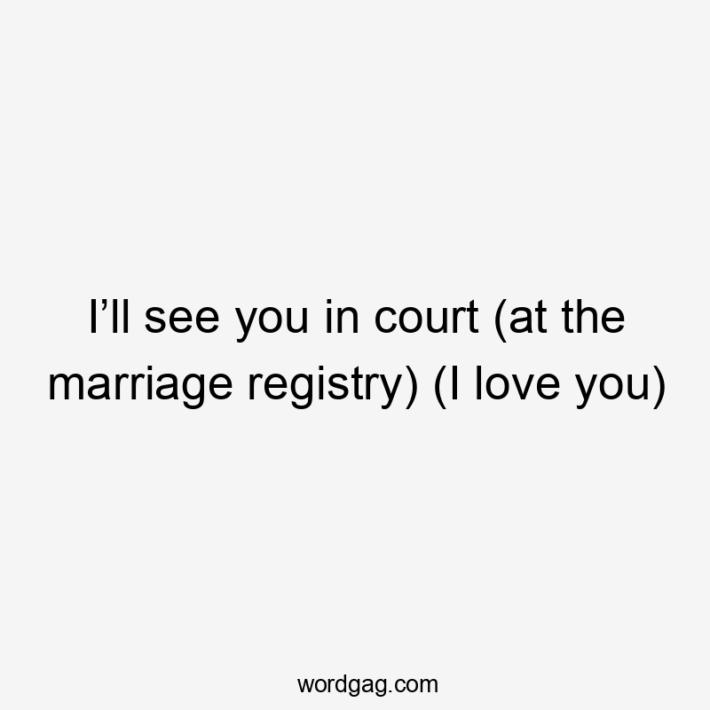 I’ll see you in court (at the marriage registry) (I love you)