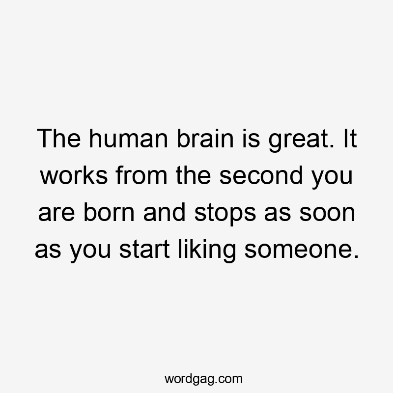 The human brain is great. It works from the second you are born and stops as soon as you start liking someone.