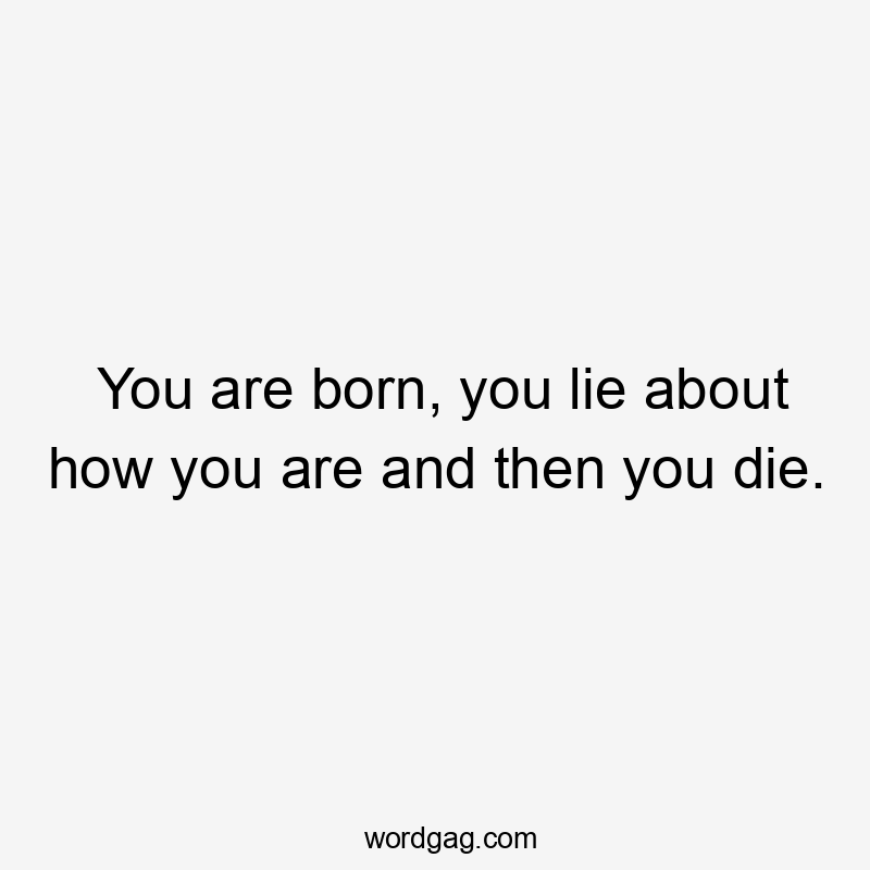 You are born, you lie about how you are and then you die.