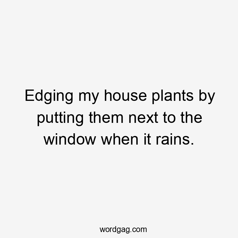 Edging my house plants by putting them next to the window when it rains.