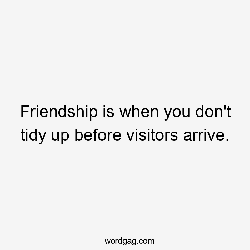 Friendship is when you don't tidy up before visitors arrive.