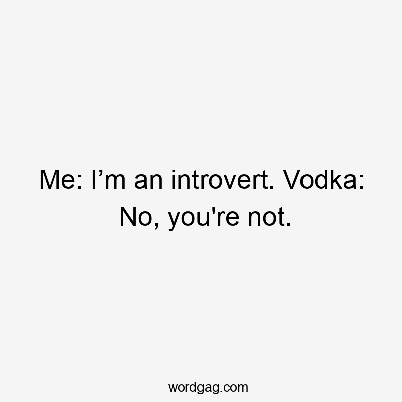 Me: I’m an introvert. Vodka: No, you're not.