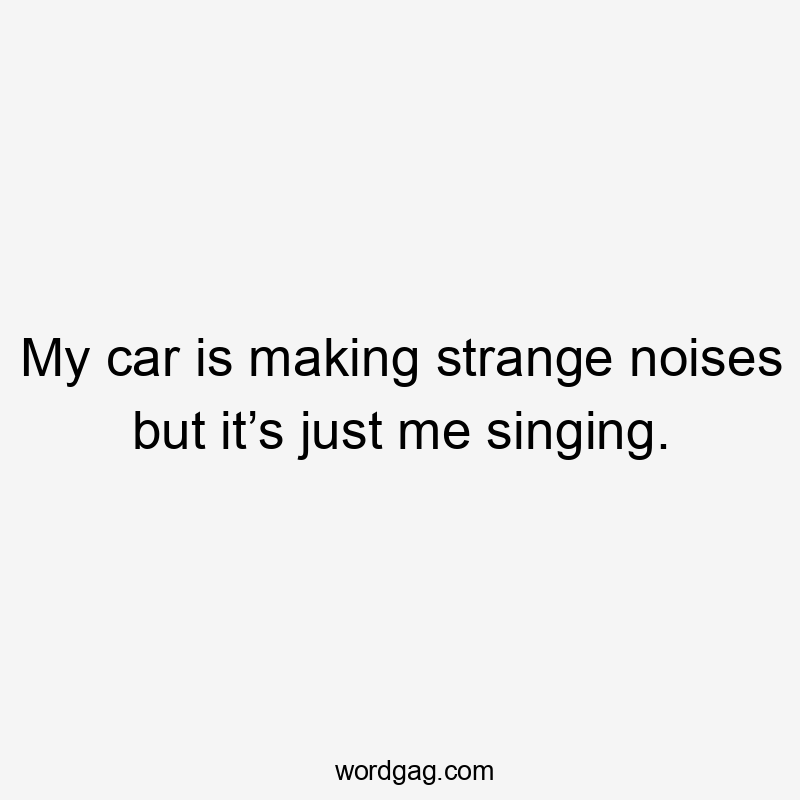 My car is making strange noises but it’s just me singing.