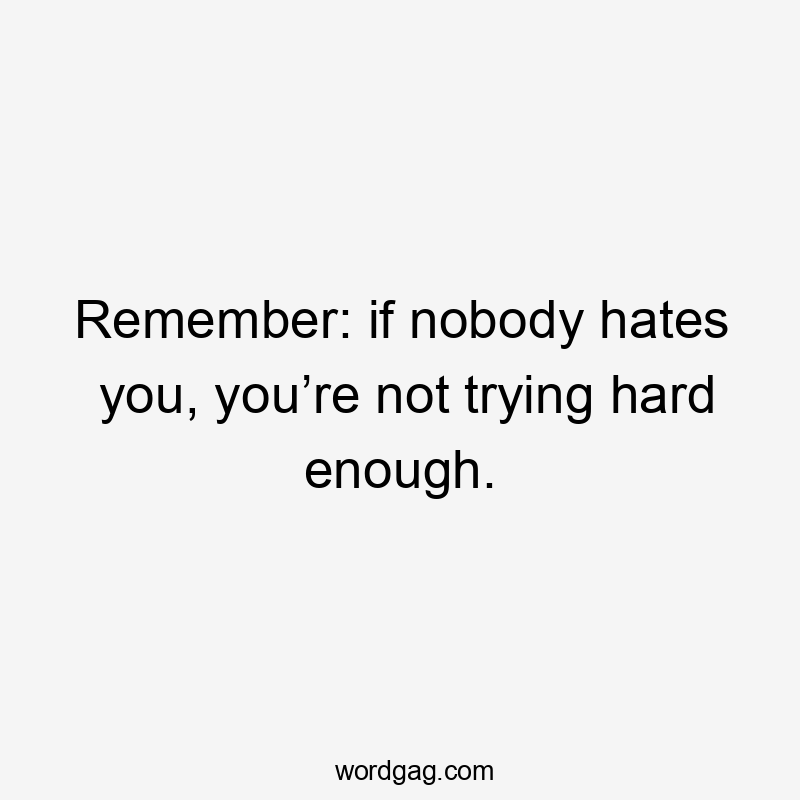 Remember: if nobody hates you, you’re not trying hard enough.