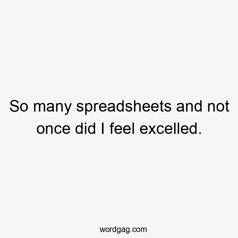 So many spreadsheets and not once did I feel excelled.