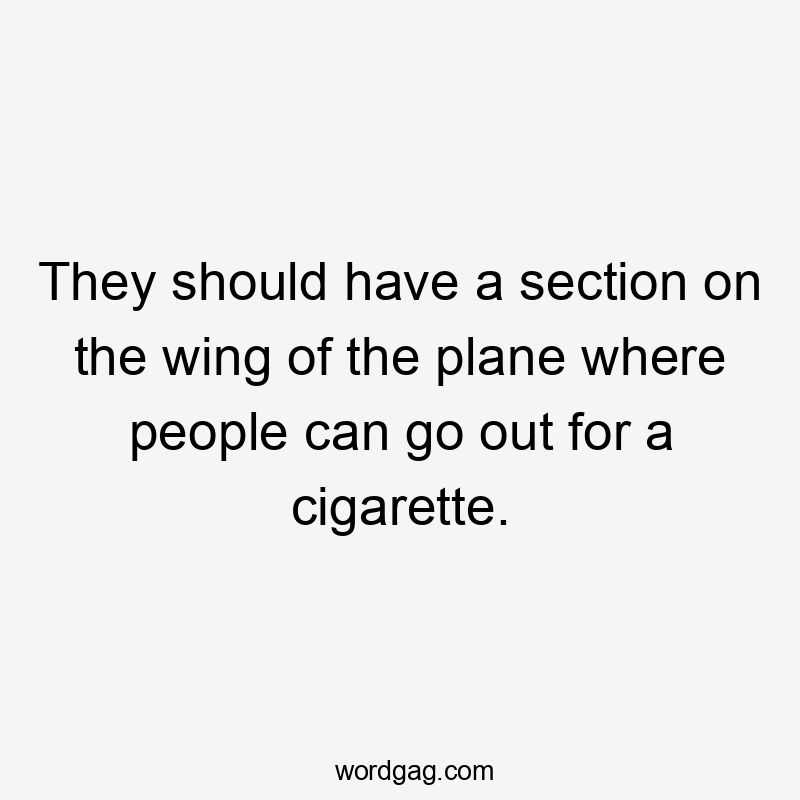 They should have a section on the wing of the plane where people can go out for a cigarette.