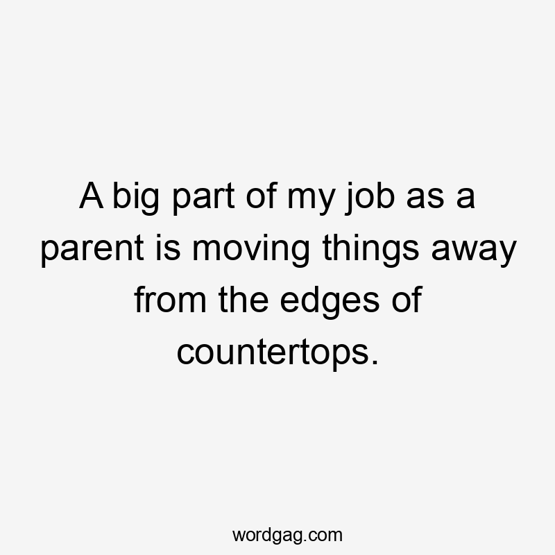 A big part of my job as a parent is moving things away from the edges of countertops.