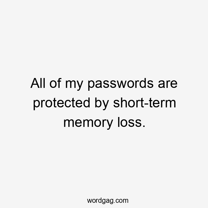 All of my passwords are protected by short-term memory loss.