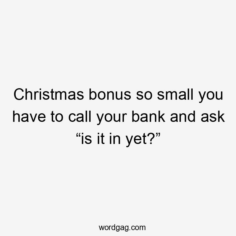 Christmas bonus so small you have to call your bank and ask “is it in yet?”