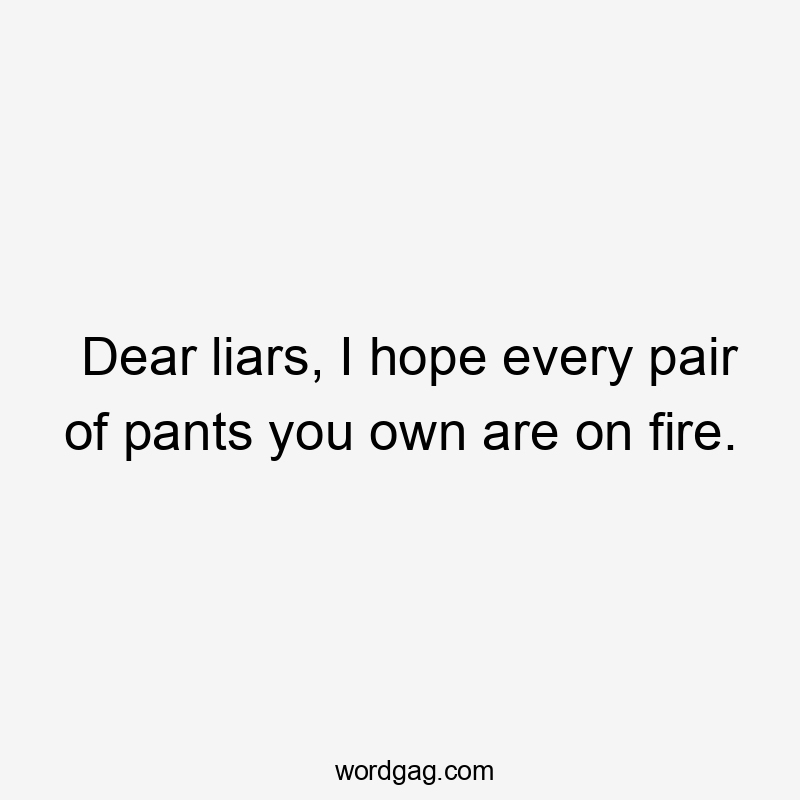 Dear liars, I hope every pair of pants you own are on fire.