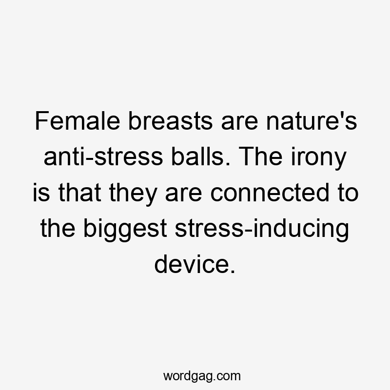 Female breasts are nature's anti-stress balls. The irony is that they are connected to the biggest stress-inducing device.