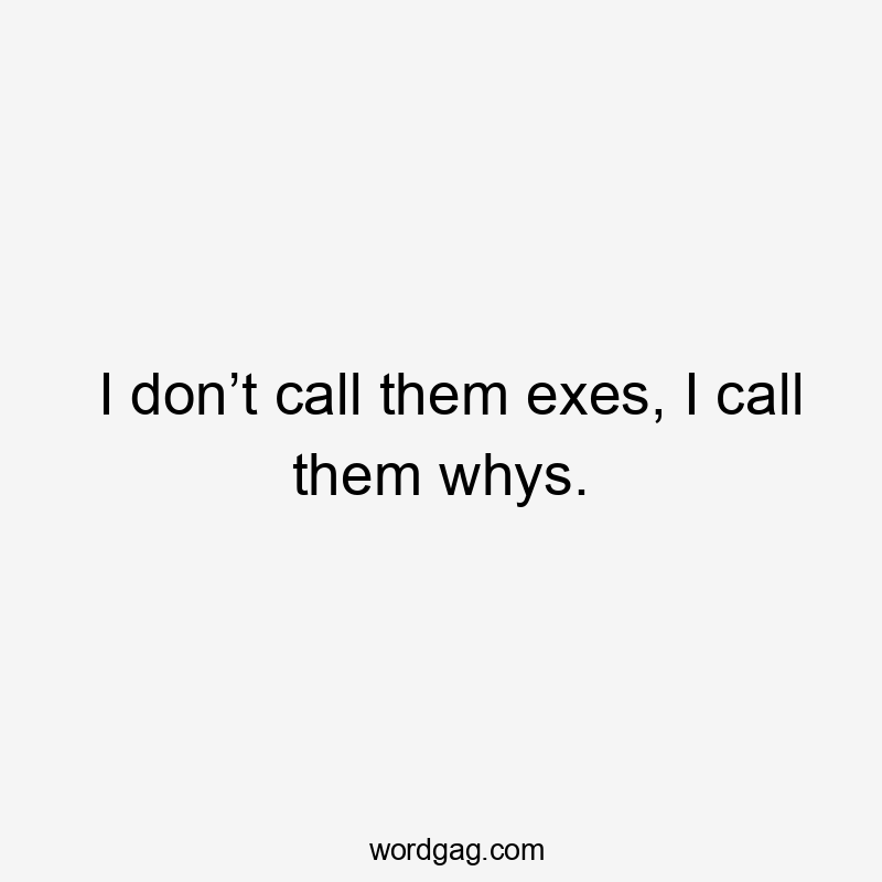 I don’t call them exes, I call them whys.