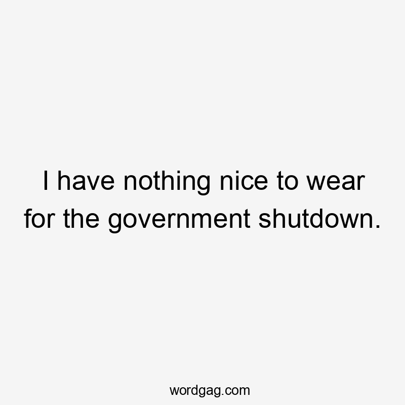 I have nothing nice to wear for the government shutdown.