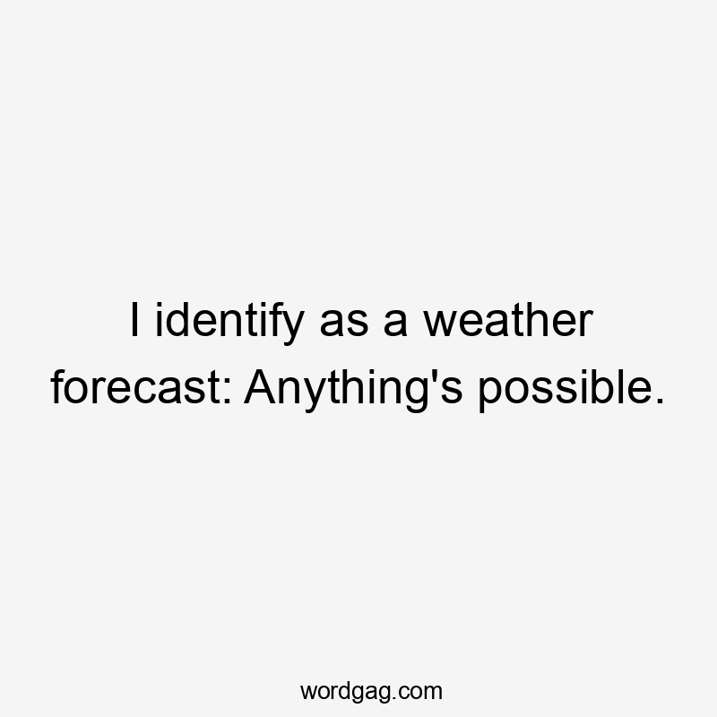 I identify as a weather forecast: Anything's possible.