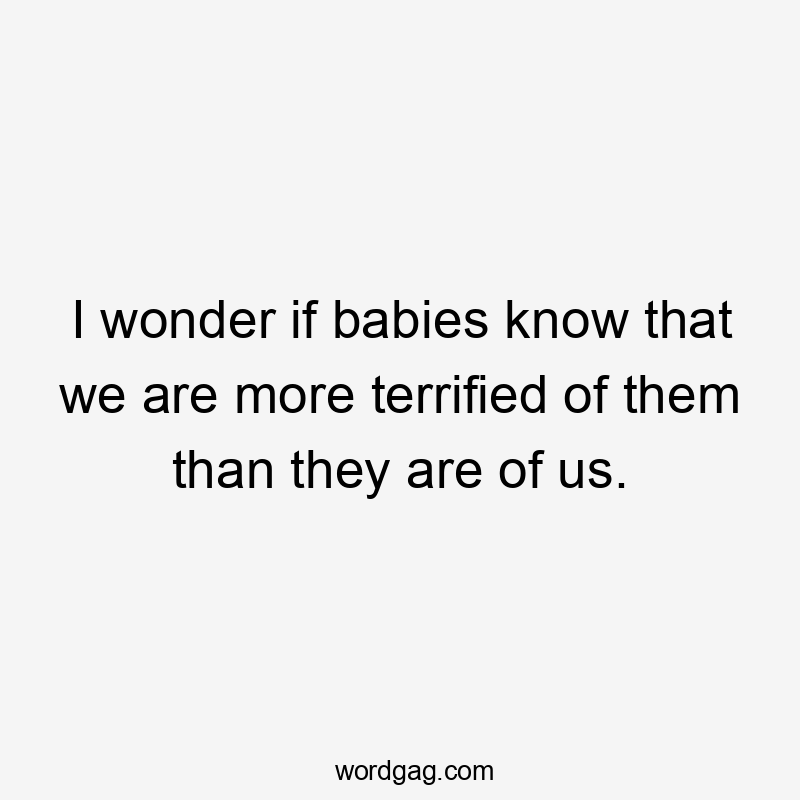 I wonder if babies know that we are more terrified of them than they are of us.