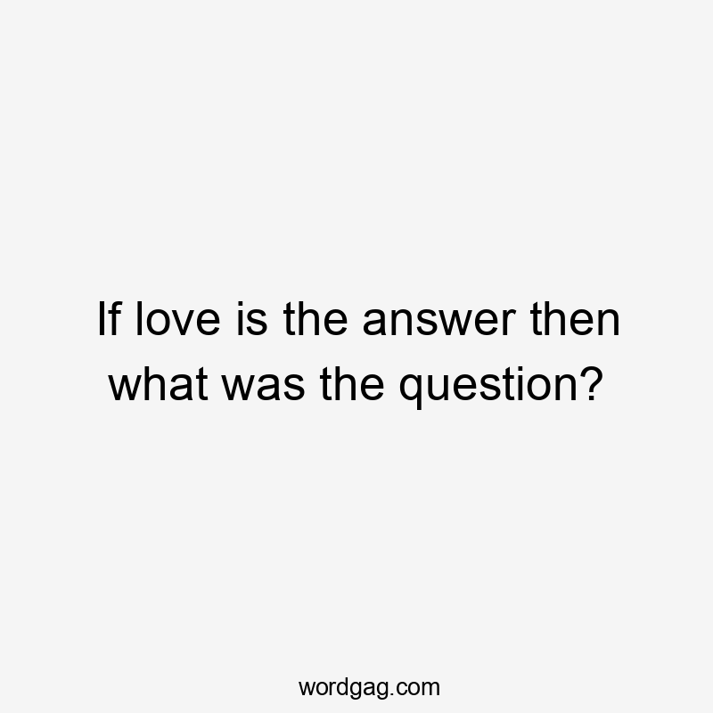 If love is the answer then what was the question?